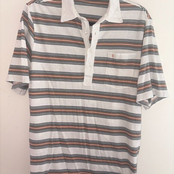 Criquet Pima Cotton Short Sleeve Stripe Polo 4-Button Size Large - Picture 1 of 11